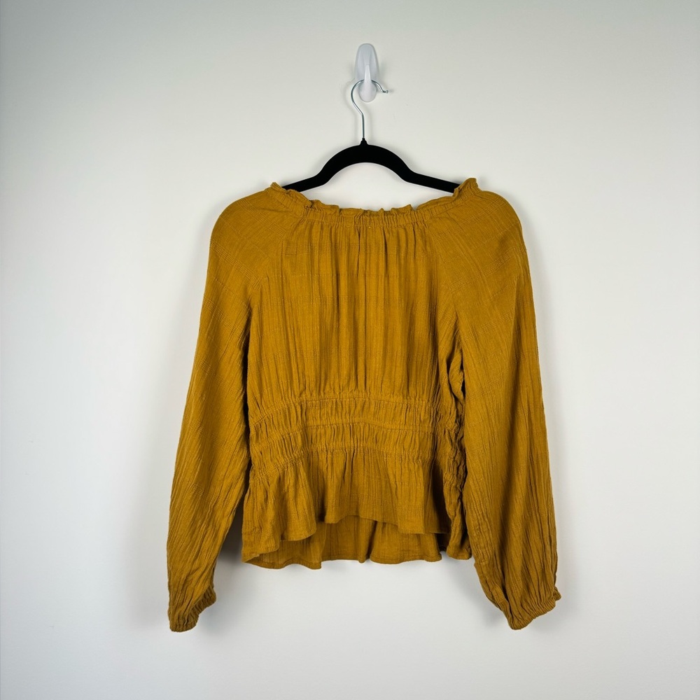 Madewell Mustard Sophia Top in Textured Plaid Size M - Picture 5 of 6